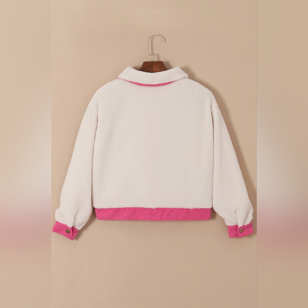 Contrast Snap Down Collared Neck Long Sleeve Jacket - Picture 4 of 6